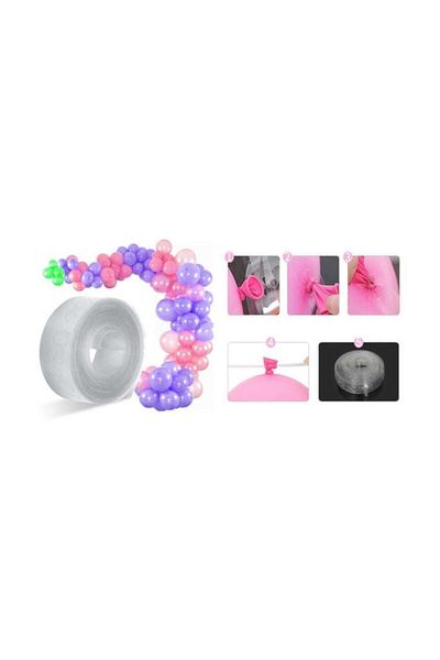 Parti Furyası Balloon Chain and 100 Pieces Macarons Pastel Balloon Set + Balloon Chain
