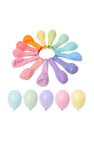 Parti Furyası Balloon Chain and 100 Pieces Macarons Pastel Balloon Set + Balloon Chain