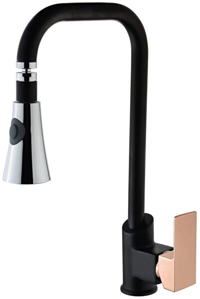 Vilas Viva Kare Uzun Siyah Çift Fonksiyonlu Evye Mutfak Bataryası