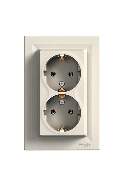 SCHNIDER Asfora 3-Piece Cream with 2-Piece Grounded Socket Frame