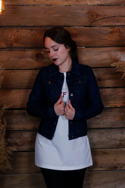 blue marlın Jachetă de damă albastră din denim cu decolteu în V din Lycra