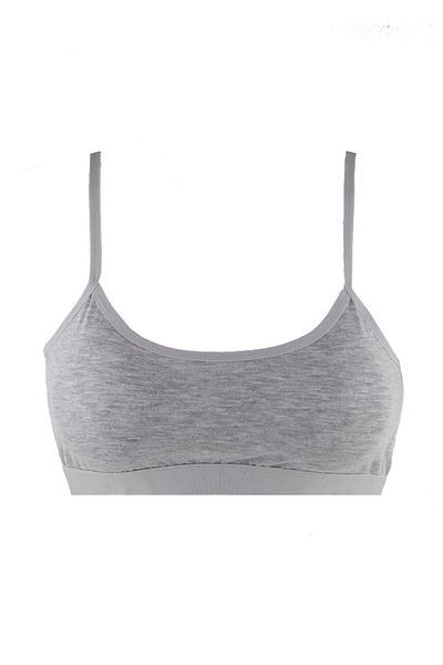 Doce Cravo Combed Cotton Covered Thin Strap Children's Bra 502-c Gray