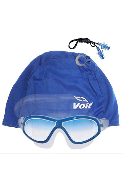 Voit Grand Blue Swimming Goggles - Bonnet Ear Nose Plug Set