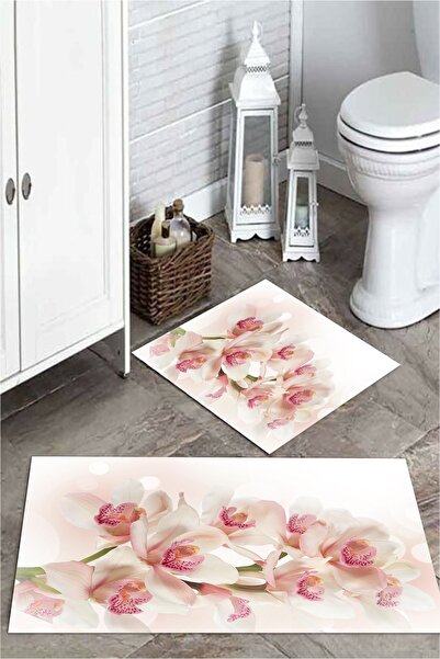 MEKTA HOME Set covorașe de baie din 2 piese cu model orhidee Mktpp-2053 60x10...