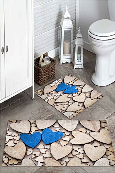 MEKTA HOME Σετ πατάκι μπάνιου Heart 2 τεμαχίων Mktpp-2056 60x100/50x60