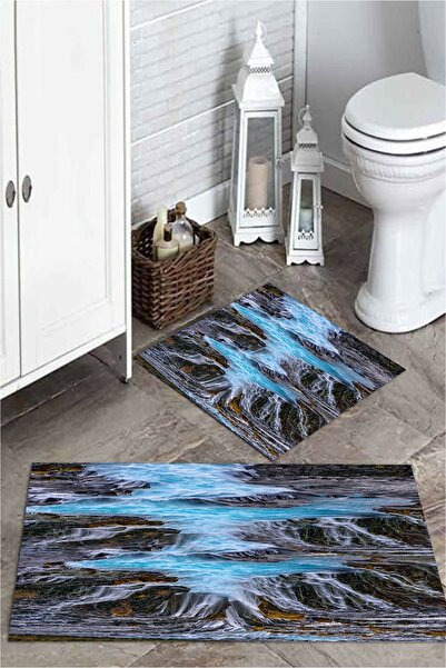 MEKTA HOME 3 Boyutlu Dere 2'li Banyo Paspas Takımı Mktpp-2060 60x100/50x63