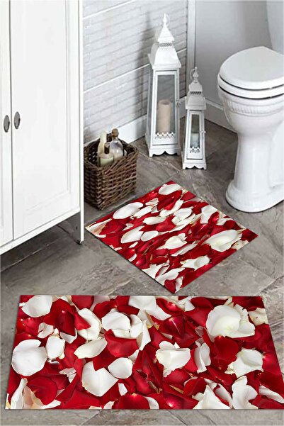 MEKTA HOME Σετ πατάκι μπάνιου 2 τεμαχίων ροδοπέταλα Mktpp-2054 60x100/50x60