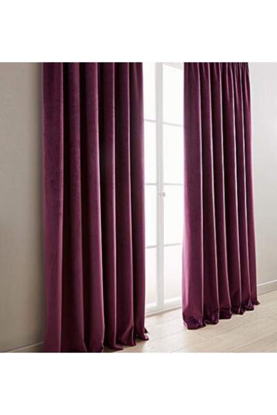 Ran Perde Düz Parlak Dökümlü Fon Perde - Mürdüm - Pilesiz Düz Dikim