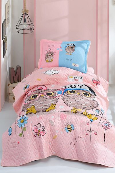Clasy Aran 100% Cotton Young Bedspread-puhu Pink Brown