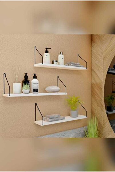 Catchme Duvar Rafı Kitaplık Mutfak Banyo Yaşam Alanı 3 Lü Set 15x40 Cm