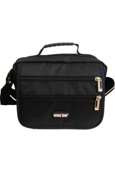 SEVENTEEN حقيبة رجالية سوداء - متعددة الأقسام، حزام اليد والكتف، موديل 2247