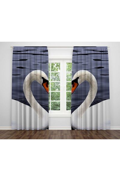 Casberghome Alban Home Digital Printing Double Wing Swan Background Curtain
