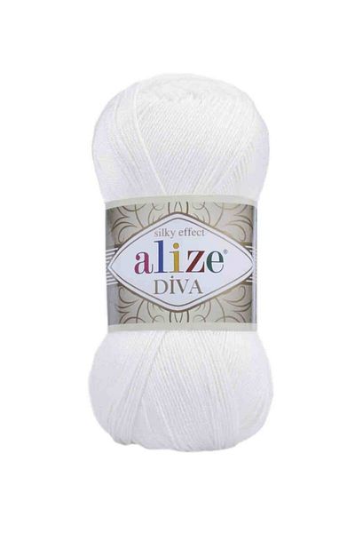 Alize Diva Hand Knitting Yarn White 055