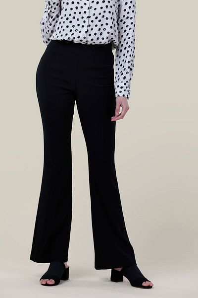 Happysoul Women's Black High Waist Flared Trousers