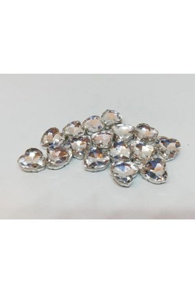 yiğit aksesuar Sewable Glass Heart Stone with 14 mm Case 20 Pieces