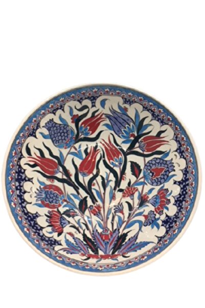 dost altın Kırmızı El Yapımı Fırça Boyama 30 cm Çapında Lale Desen Geleneksel...