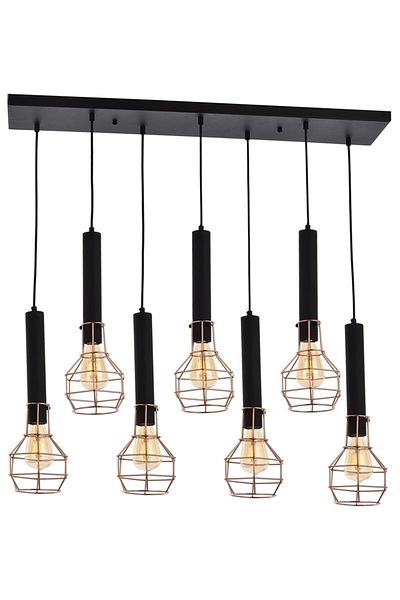 Avonni Avonnı Av-60104-7y-bsy - Modern Copper/Black Chandelier, Metal, 90x17cm