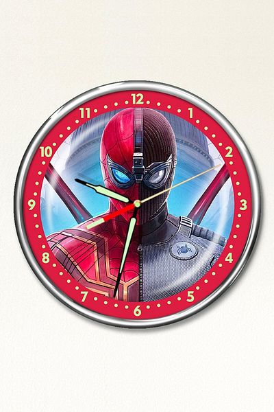 Dekor Loft Ρολόι τοίχου για παιδικό δωμάτιο Premium Night Shining Spiderman