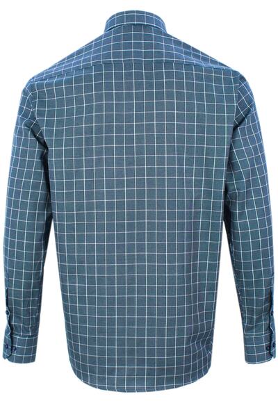 Varetta Men's Green Classic Cut Checked Collar Buttoned Long Sleeve Shirt
