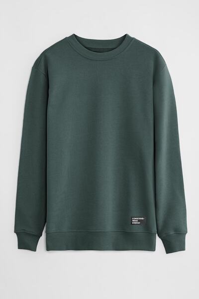 GRIMELANGE TRAVIS Erkek Yeşil Basic Bisiklet Yaka Sweatshirt