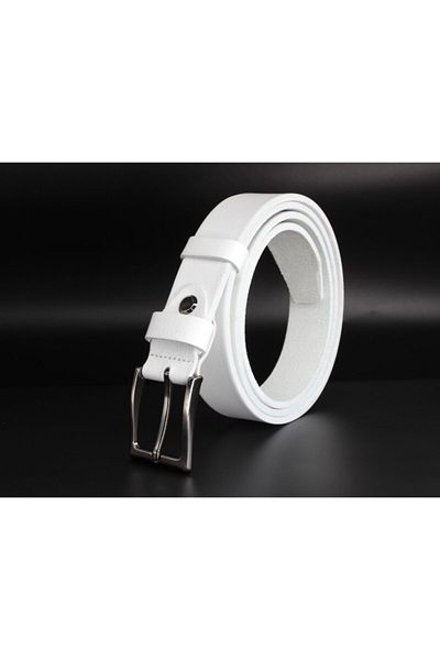 Livize Genuine Leather Classic Men's Belt 3cm White