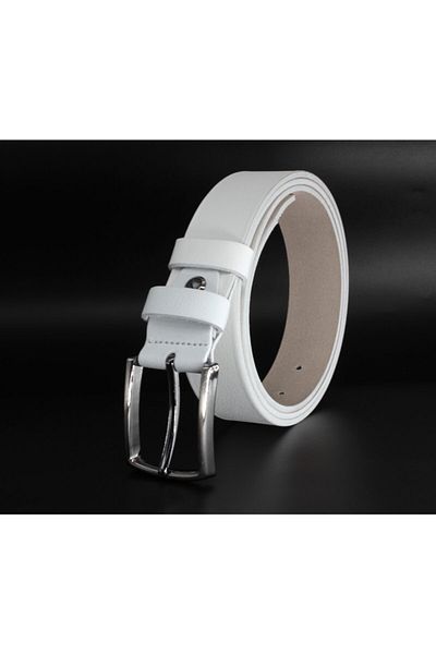 Livize Classic Men's Belt 100% Buffalo Leather 3.5 Cm White