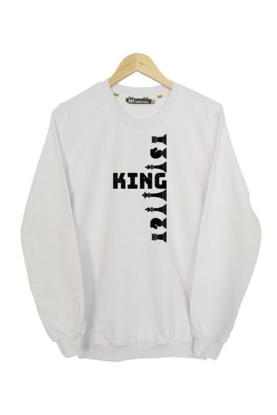 Raf Coll Λευκό φούτερ με στάμπα Unisex King Chess