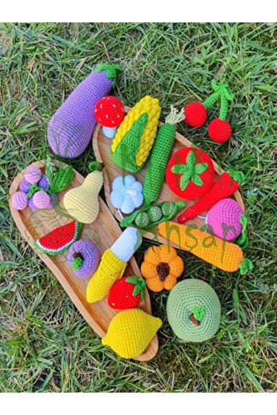 kırtkırt ahşap | El Örgüsü Amigurumi Meyve Sebze Seti 20 Parça | Doğal Ve Eği...