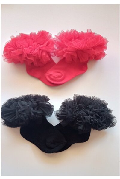 Asa Bebek Çocuk Baby Girl Tutu Kokoş Socks Set Red Black