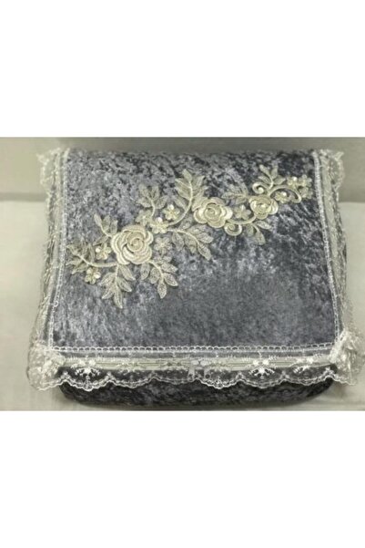 Lamazihome Bohça Nişan Hurcu Çeyizlik Kadife Hurç Gri 40 Cm Eninde