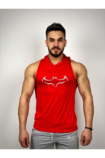 BLACK - Bat Hooded Fitness Tank Top