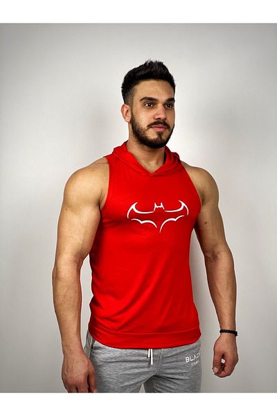 BLACK - Bat Hooded Fitness Tank Top