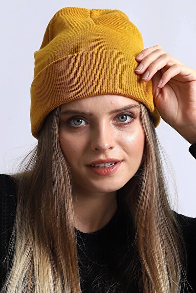 Deafox Mustard Colored Folded Beret