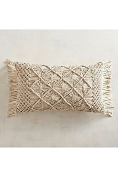 EdaTasarım Makrome Yastık Kirlent Krem