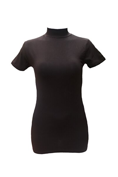 imer Ženska Modal majica kratkih rukava sa dolčevitom, smeđe boje