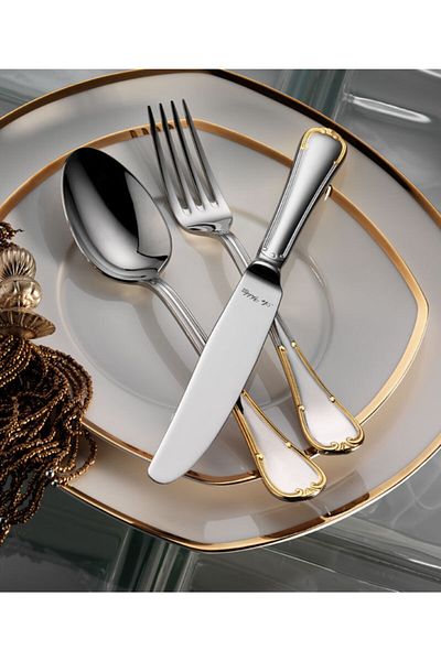 Aryıldız Gold Tulip Fork and Spoon Knife Set