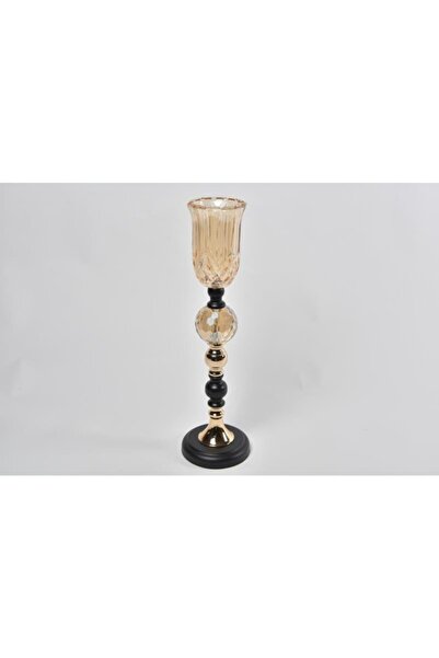 SETABIANCA Setabıanca Regına Kalın Bardak Mumluk Büyük Siyah Dore 51 cm