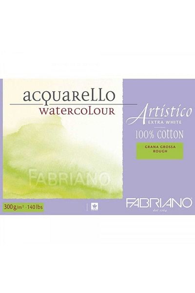 Fabriano Artistico Extra White Water Paint Book Block Rough - Thick Texture 300 Gr.18x26 Cm.12 Sheets