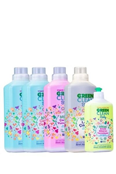 Green Clean Baby Çamaşır Deterjanı 1 lt. 2 Adet  + Yumuşatıcı 1 lt + Leke Çık...