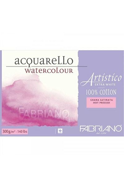 Fabriano Artistico Extra White Water Color Notebook Hot Print - Plain Texture 300 Gr26x36 cm12 Sheets