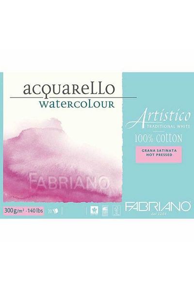 Fabriano Artistico Traditional White Watercolor Notebook Hot Print - Flat Texture 300 Gr.31x41 Cm 12 Yp