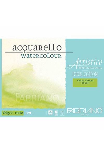 Fabriano Artistico Traditional White Water Color Notebook Block Rough - Thick Texture 300 Gr 18x26 Cm 12 Yp