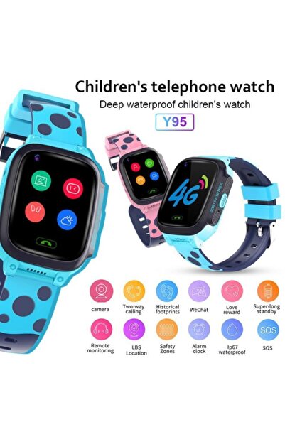 Teknofonik Akıllı Saat Akıllı Çocuk Saati Görüntülü Konuşma Wifi Gps Y95/2023-a506 Mavi