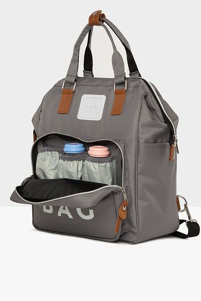 Bagmori Gray Baby Bag Printed Pocket Mother Baby Care Backpack M000005163