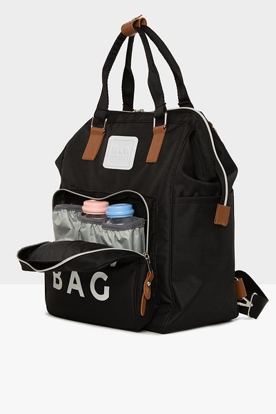 Bagmori Black Baby Bag Printed Pocket Mother Baby Care Backpack M000005163