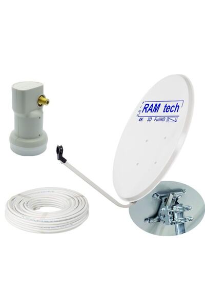 REWEL 70 cm Ofset Çanak Anten Full Set+Montaj Ayağı +Tekli Lnb+ 25 m Anten Ka...