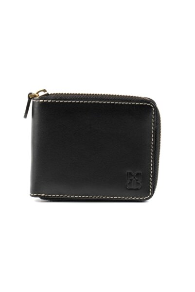 PİRCİ Leisure Fermuarlı Deri Erkek Cüzdanı Siyah