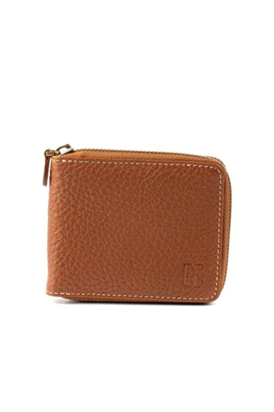 PİRCİ Leisure X Fermuarlı Deri Erkek Cüzdanı Taba