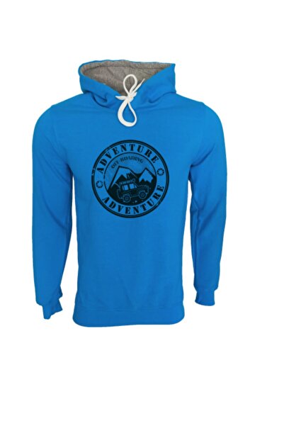 Raf Coll Унісекс-светр з капюшоном і принтом «Пригода» кольору бірюза