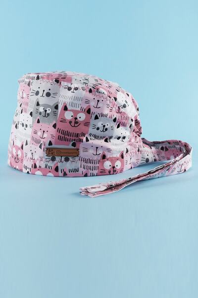 Best Bone Pembe Şaşkın Kediler Desenli Cerrahi Bone